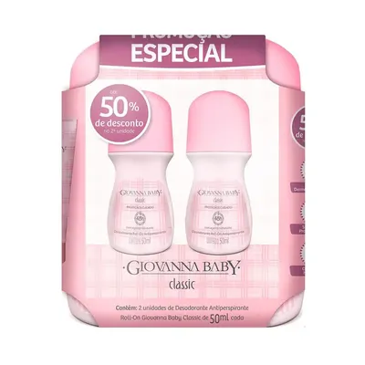 Kit Desodorante Giovanna Baby Roll On Classic 50% Desconto Na 2ª Unidade preço