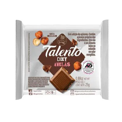 Chocolate Garoto Talento Diet Avelãs 25g
