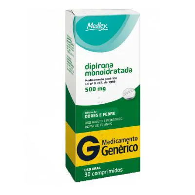 Dipirona Sódica Monoidratada Medley 500mg 30 Comprimidos