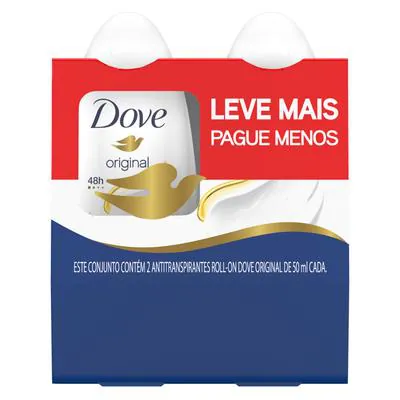 Kit Desodorante Roll-On Dove Original 50ml 2 Unidades - Embalagem Econômica