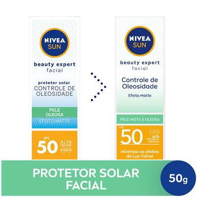 Protetor Solar Facial Nivea Sun Beauty Expert FPS50 Pele Oleosa 50g