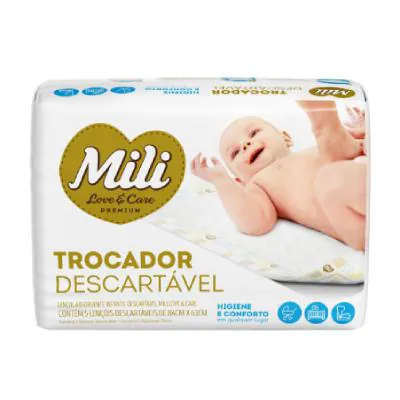 Lençol Absorvente Trocador Descartável Mili Love&Care 5 Unidades