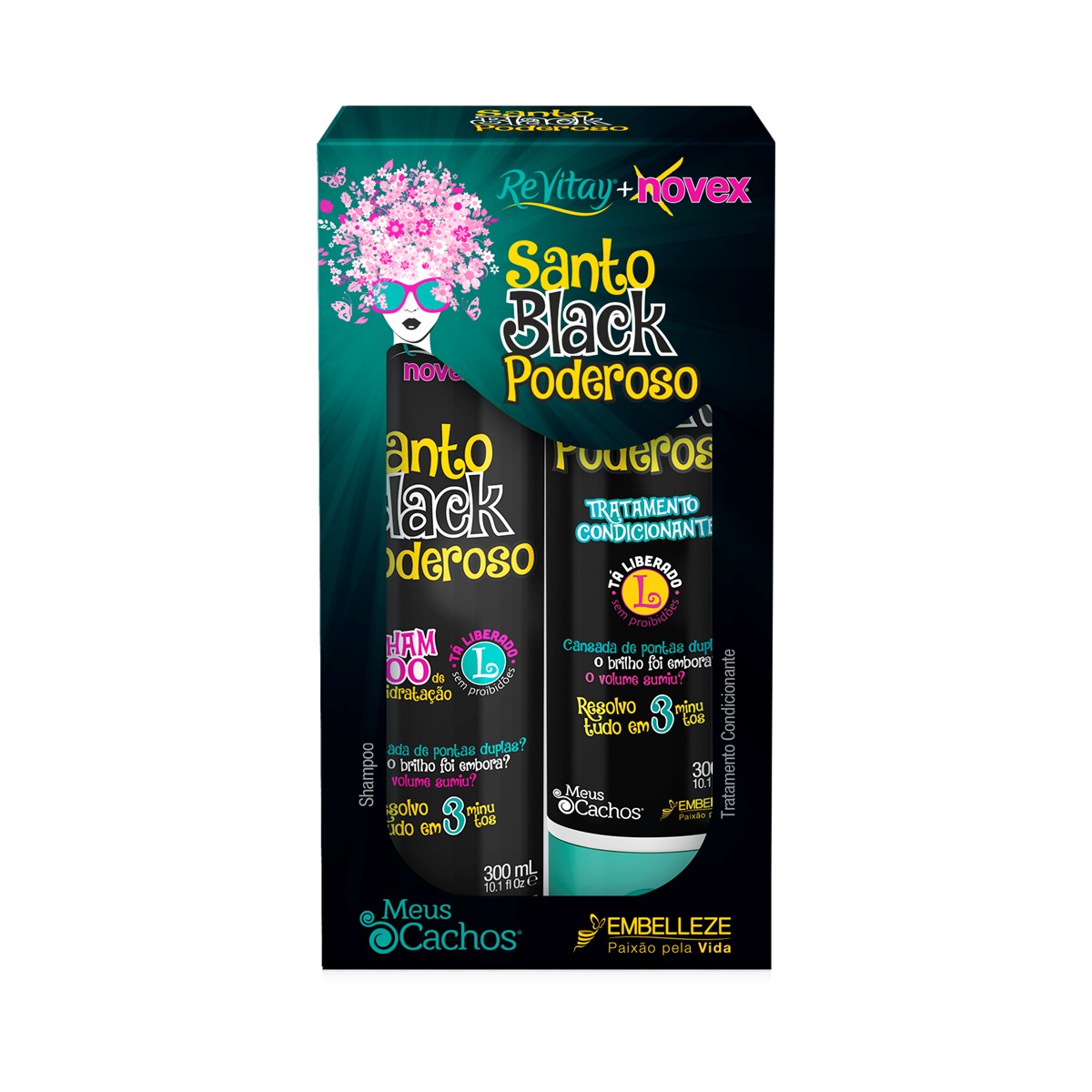 Kit Novex Santo Black com Shampoo e Condicionador 300ml