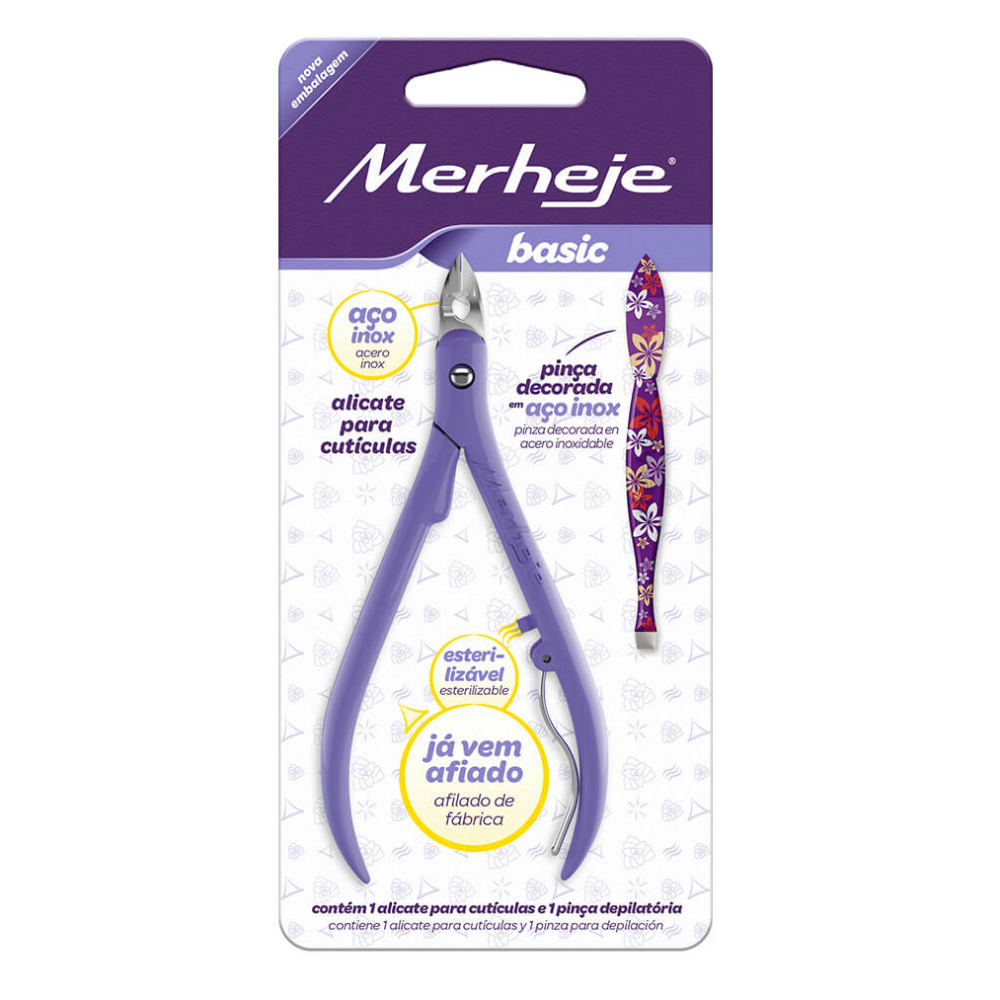 Kit Merheje Basic com Alicate para Cutículas e Pinça Lilas