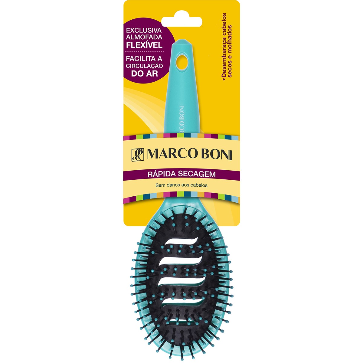 Escova de Cabelo Oval Almofada Vazada Marco Boni 7323