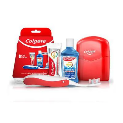 Kit Viagem Colgate Total 12 com Creme Dental 30g + Enxaguante Bucal 60ml e Escova Dental Dobrável