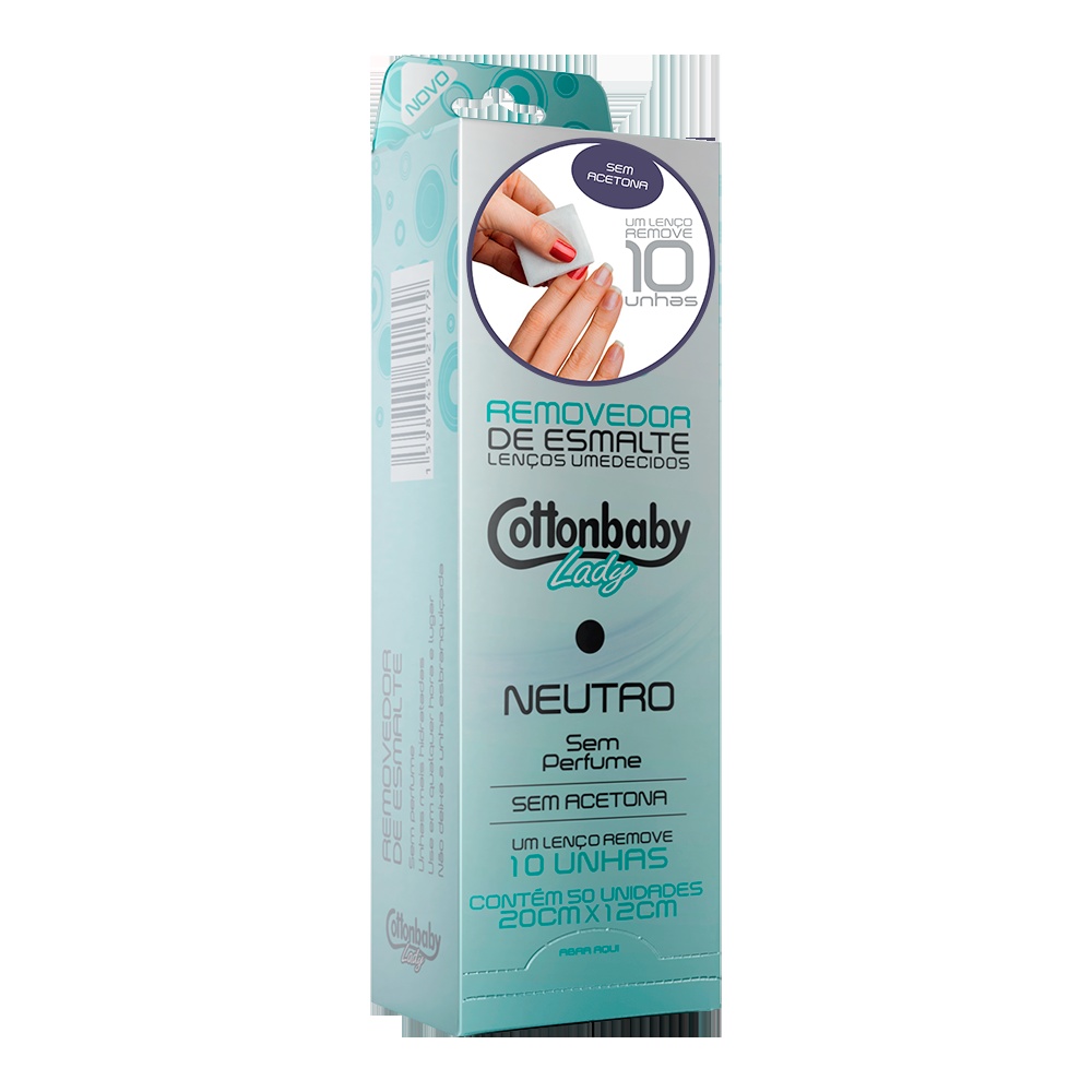 Lenço Removedor Esmalte Cottonbaby Lady Neutro C/01