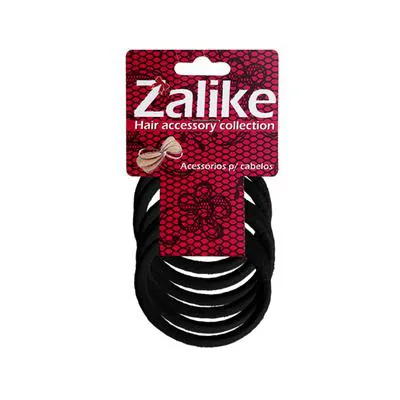 Elástico para Cabelos Zalike Meia Preto 6 Unidades