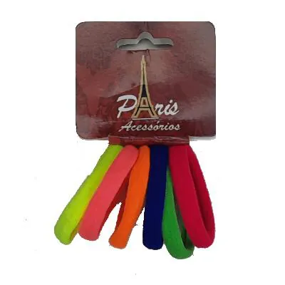Elástico para Cabelos Zalike Meia Colorido 6 Unidades