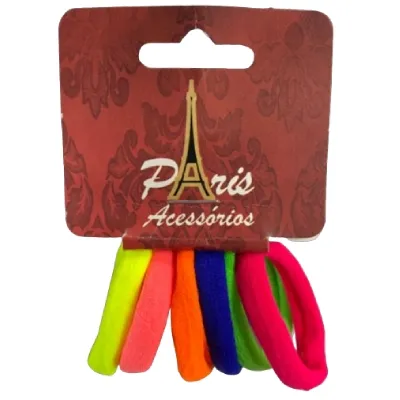 Elástico Para Cabelos Paris Meia Colorido 6 Unidades preço