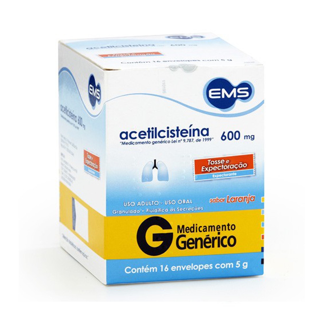 Acetilcisteína 600mg Ems 16 Envelopes 5g