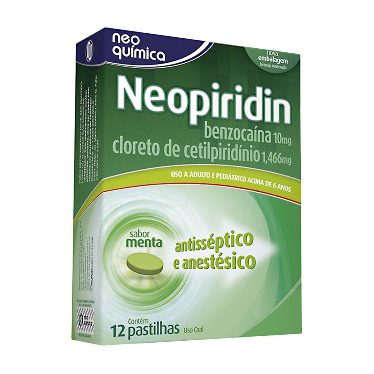Pastilhas Neopiridin Menta com 12un