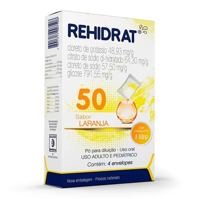 Rehidrat 50mg 4 Envelopes Sabor Laranja