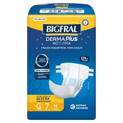 Fralda Geriátrica Bigfral Derma Plus Noturna G 7 Unidades preço