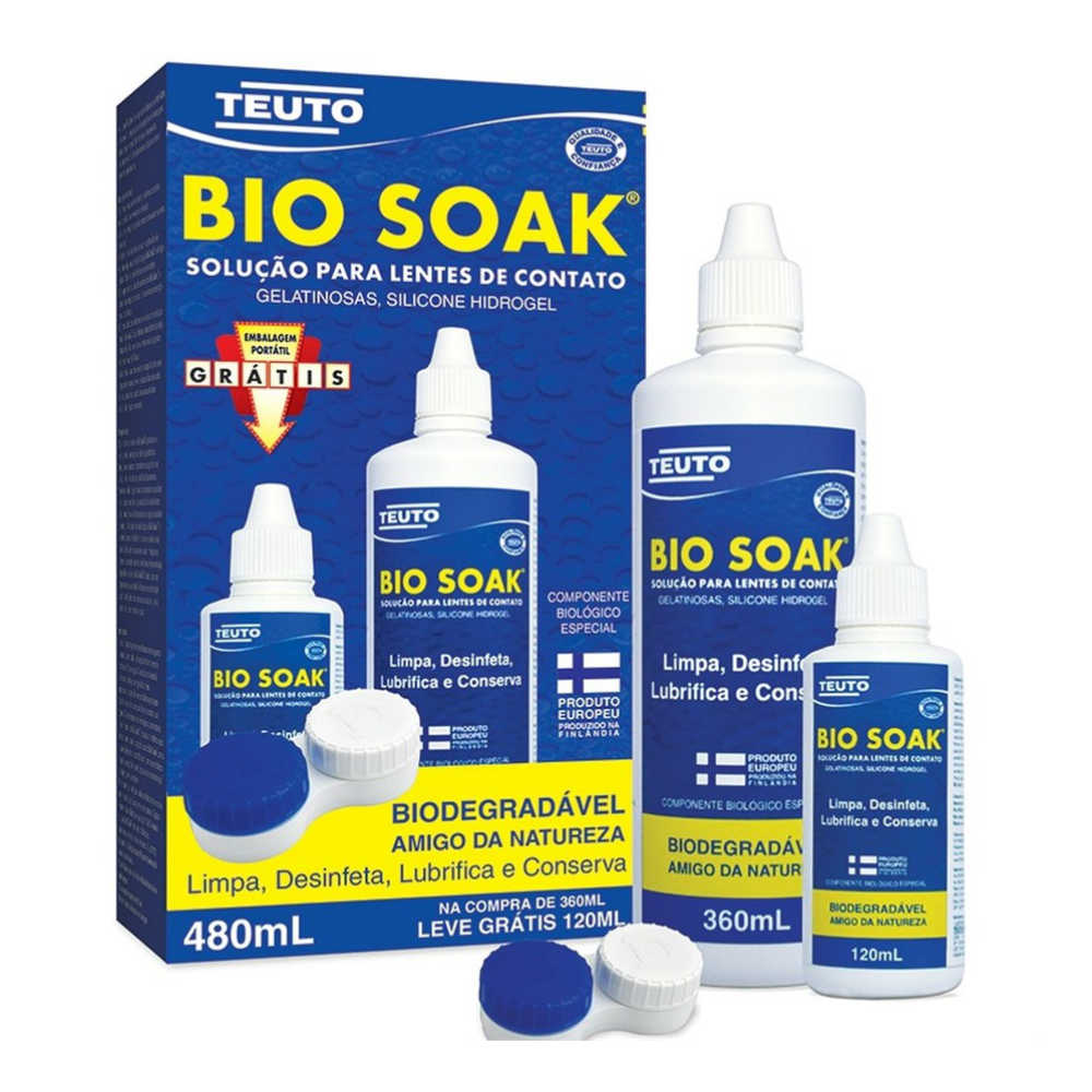 Kit Bio Soak Solução para Lentes de Contato 480ml