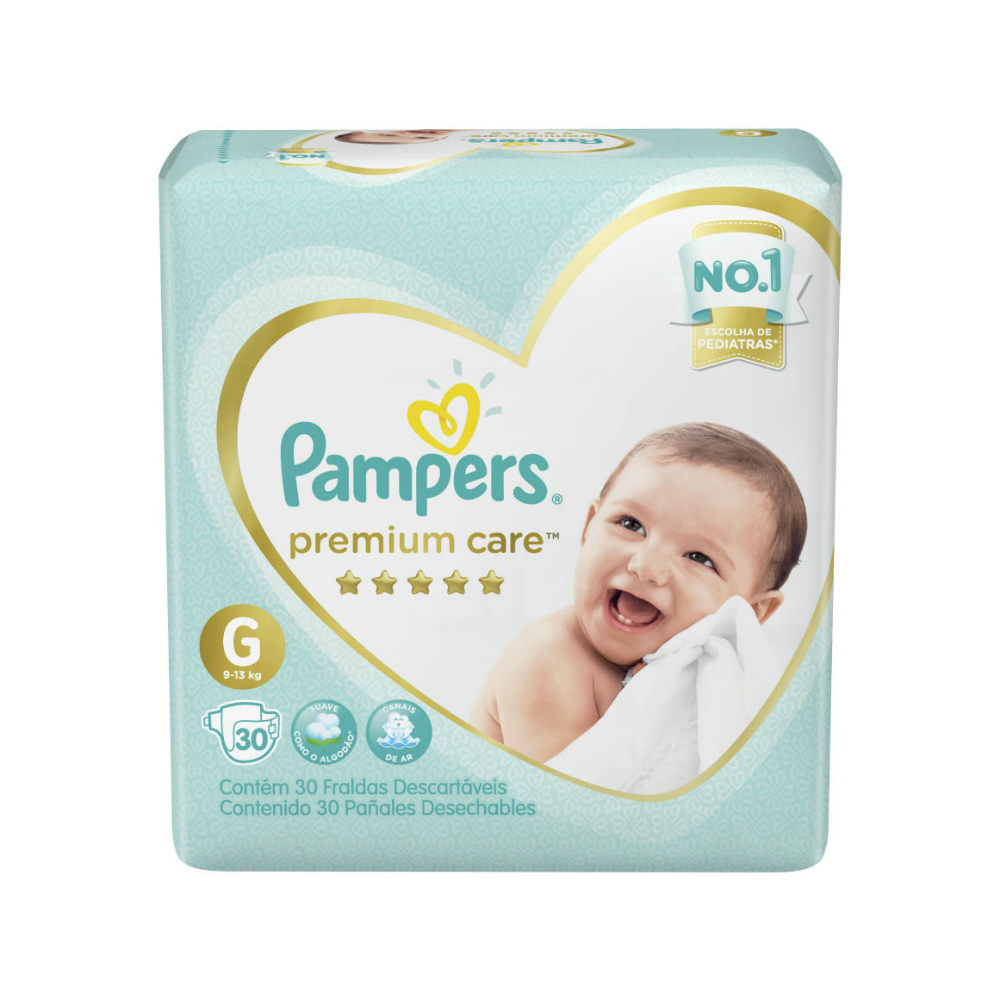 Fralda Pampers Premium Care Mega G Com 30un