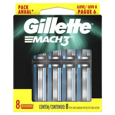 Carga para Aparelho de Barbear Gillette Mach3 Regular Leve 8 Pague 6