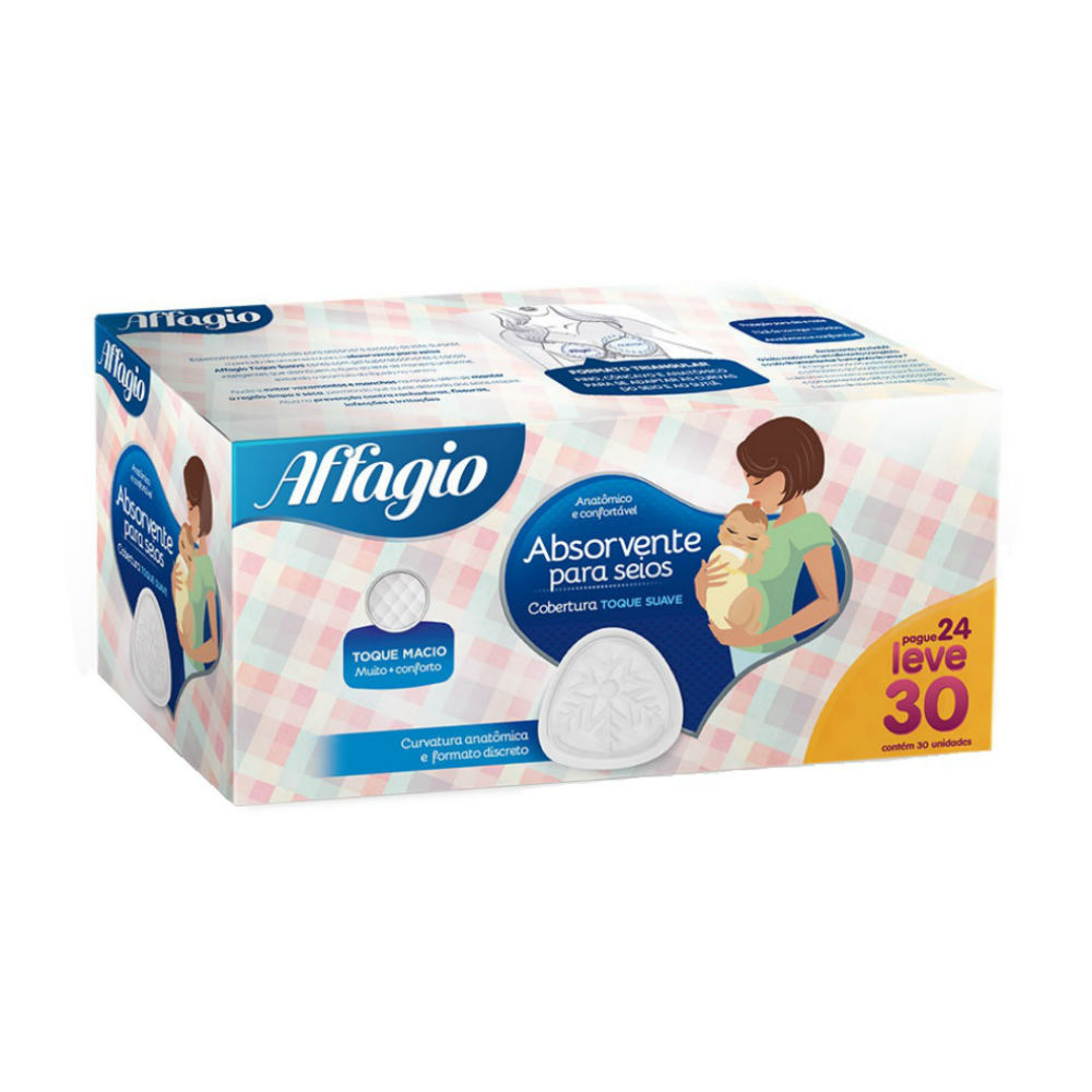 Absorvente Para Seios Affagio Toque Suave Leve 30 Pague 24