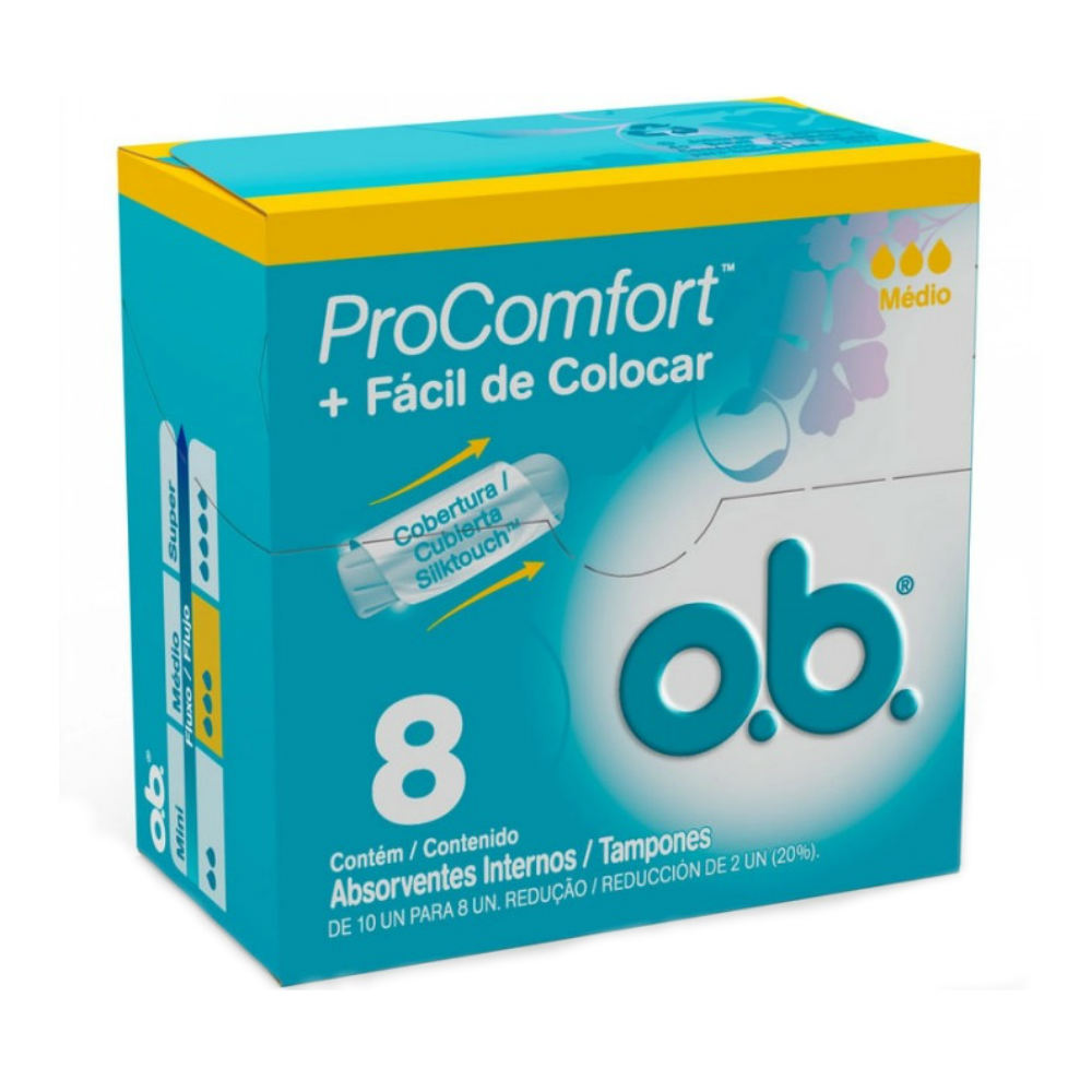 Absorvente Interno O.B. ProComfort Médio Com 8un