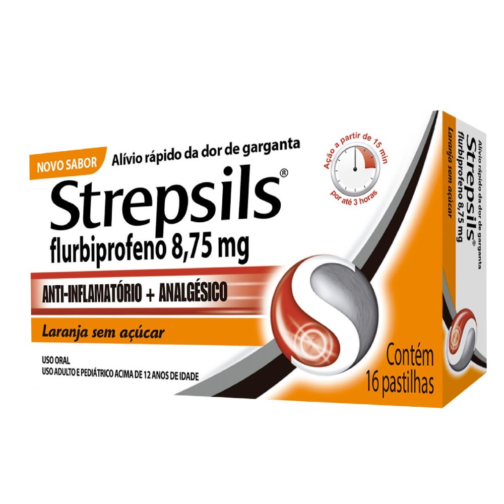 Pastilhas Strepsils 8,75mg Laranja com 16un