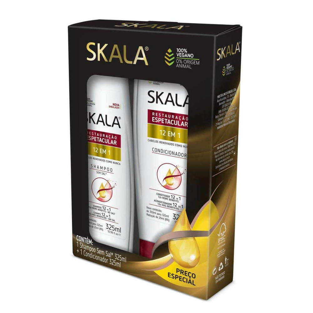 Kit Skala Restauração 12 em 1 com Shampoo e Condicionador 325ml