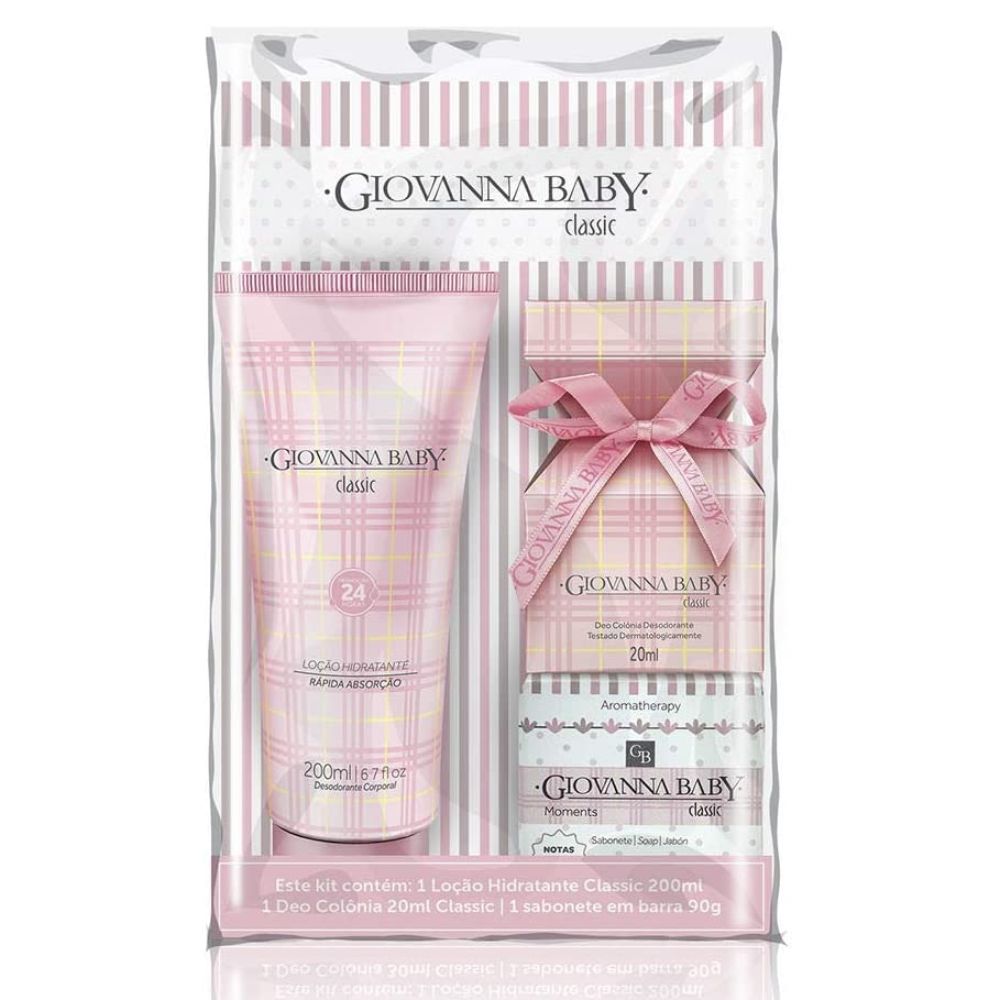 Kit Giovanna Baby Classic com Loção Hidratante 200g + Colônia 20ml e Sabonete 90g