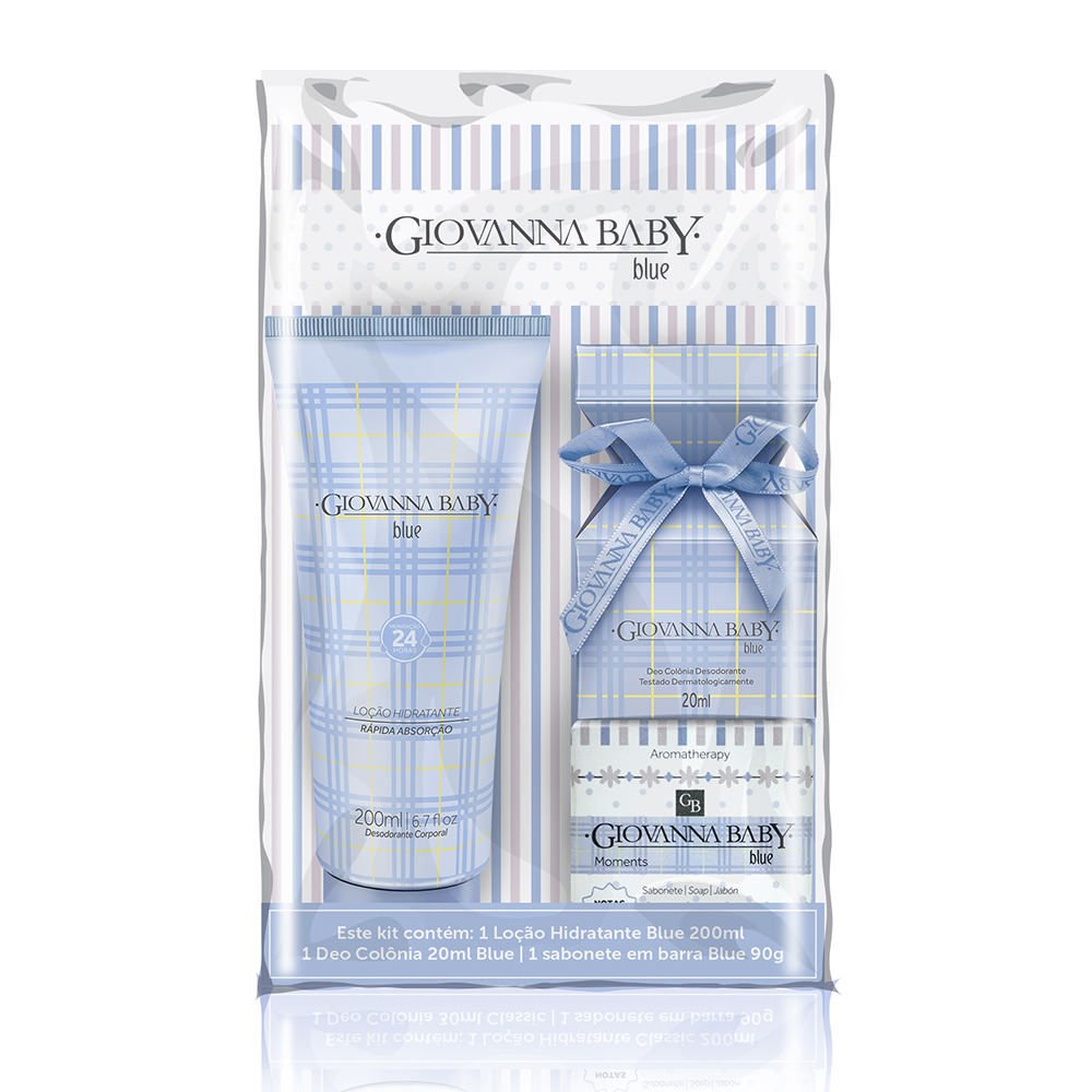 Kit Giovanna Baby Blue com Loção Hidratante 200g + Colônia 20ml e Sabonete 90g