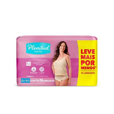 Roupa Íntima Plenitud Femme G/XG 16 Unidades