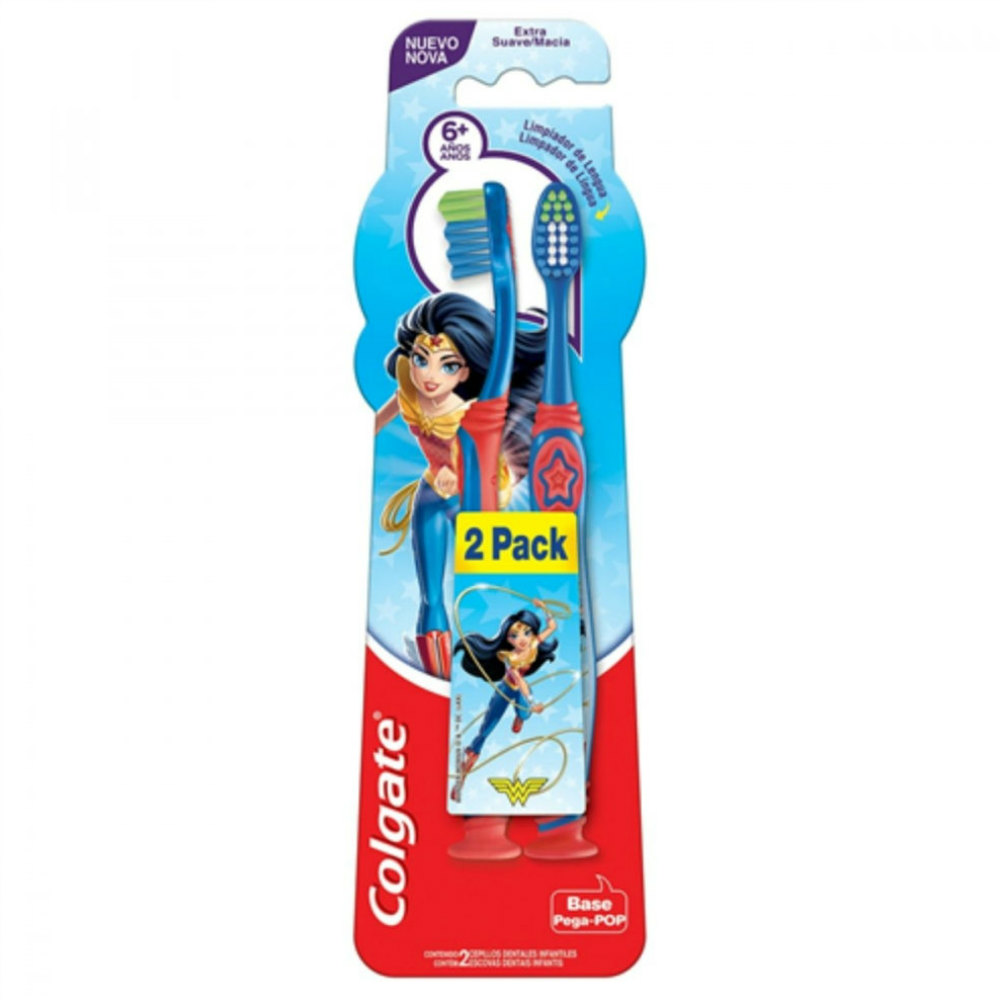 Escova Dental Infantil Colgate Smiles Liga da Justiça com 2un