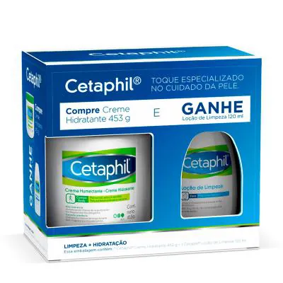 Kit Cetaphil Creme Hidratante 453g e Loção de Limpeza 120ml