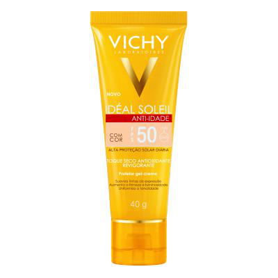 Protetor Solar Facial Vichy Idéal Soleil Anti-idade com Cor FPS50 40g