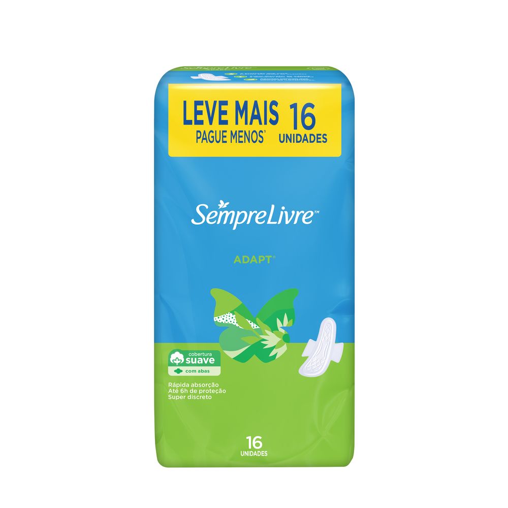 Absorvente Externo Sempre Livre Adapt Com Abas Suave 16un