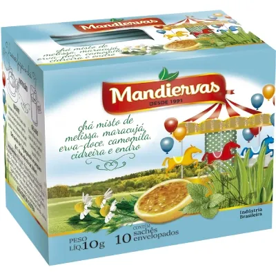 Cha Mandiervas Misto de Melissa, Maracuja, Erva Doce, Camomila, Capim Cidreira E Endro 10g