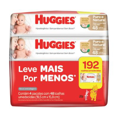 Lenço Umedecido Huggies Puro e Natural Leve Mais Por Menos