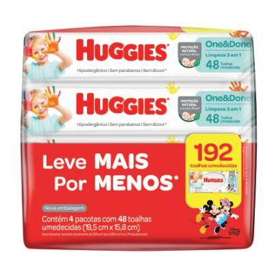 Lenço Umedecido Huggies One e Done Leve Mais Por Menos