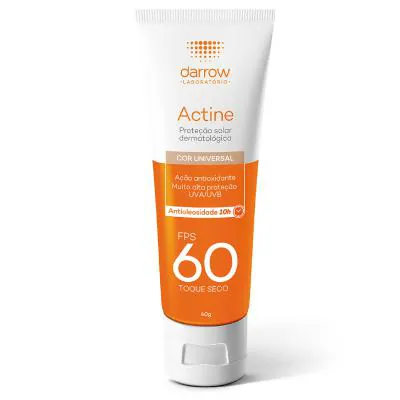Protetor Solar Facial Darrow Actine Toque Seco com Cor FPS60 40g