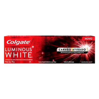 Creme Dental Colgate Luminous White Carvão Ativado 70g