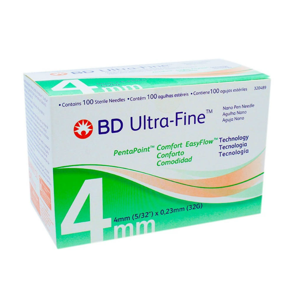 Agulha para Caneta BD Ultra-Fine PentaPoint EasyFlow 4mm 100 Unidades