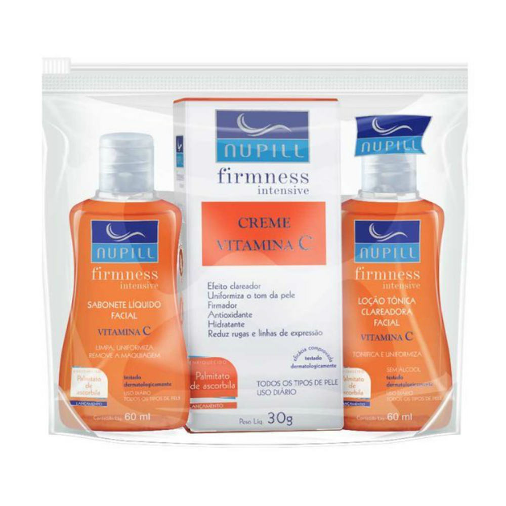 Kit Nupill Firmness Intensive Vitamina C Facial com Sabonete 60ml + Loção Tônica 60ml + Creme Hidratante 30g