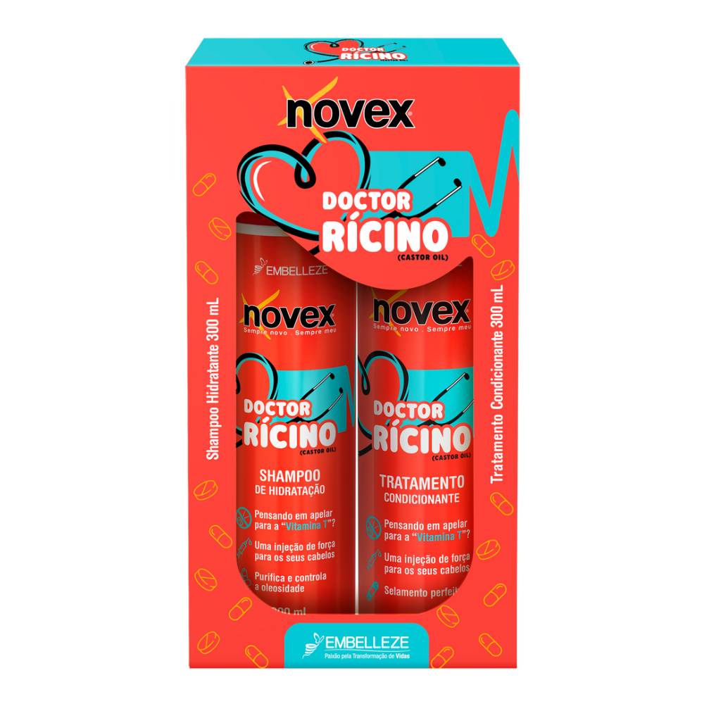 Kit Novex Doctor Rícino com Shampoo e Condicionador 300ml