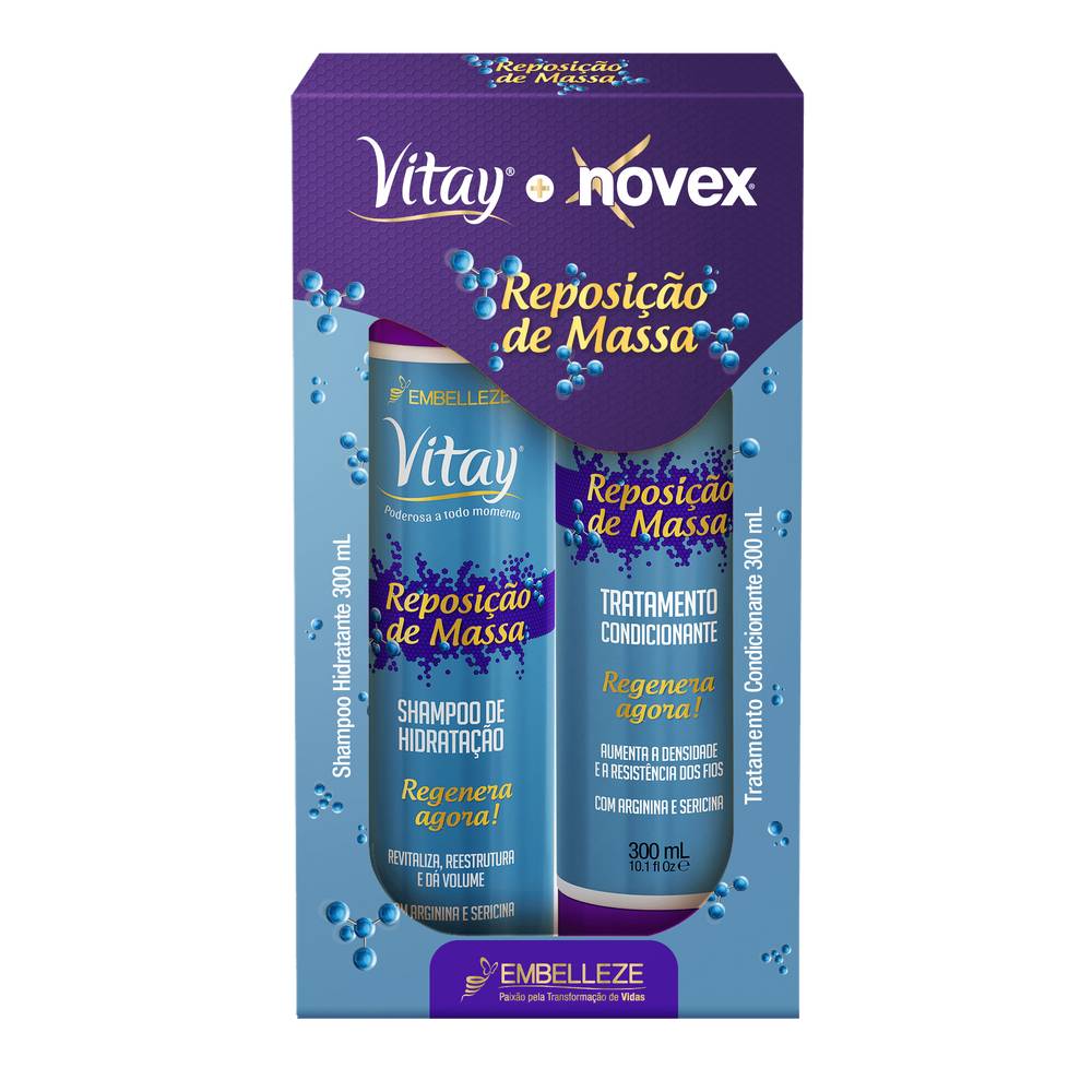 Kit Novex Repositor Massa com Shampoo e Condicionador 300ml