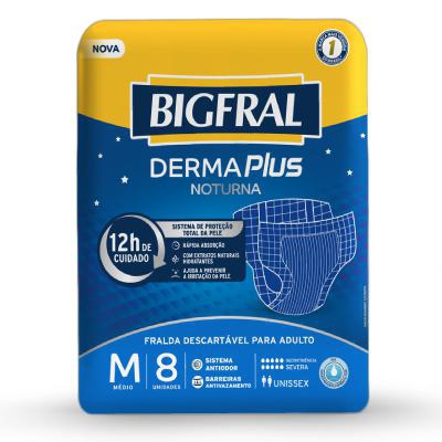 Fralda Geriátrica Bigfral Derma Plus Noturna M 8 Unidades