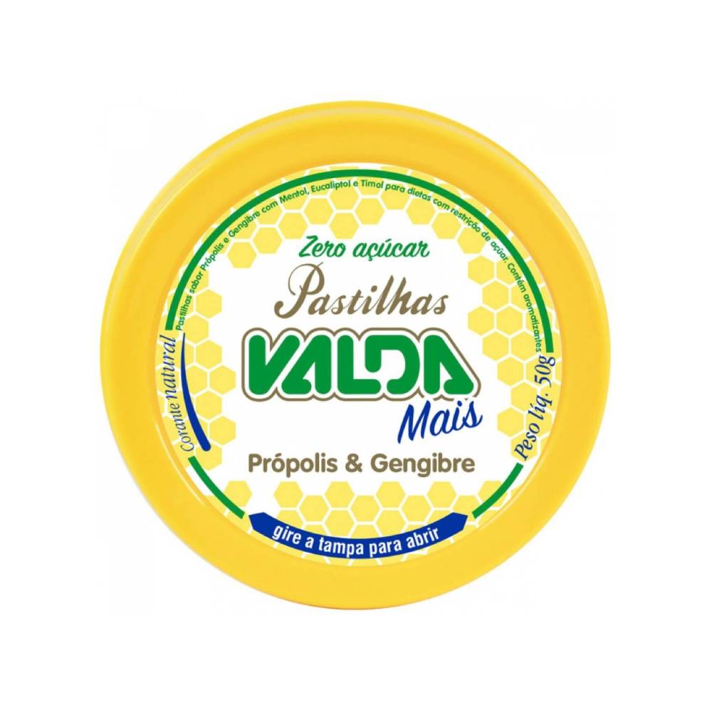 Pastilhas Valda Mais Própolis e Gengibre Lata 50g