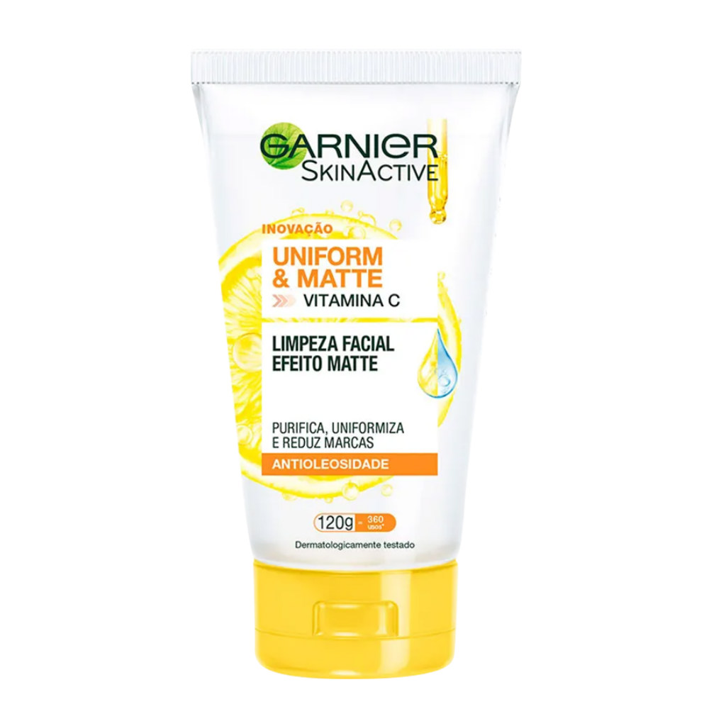 Sabonete Líquido Facial Garnier Uniform e Matte Vitamina C 120g