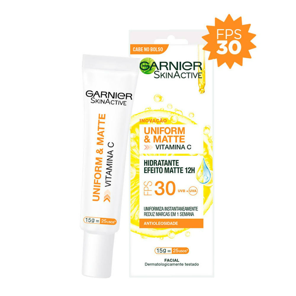 Hidratante Facial Garnier Uniform e Matte Vitamina C FPS30 15g