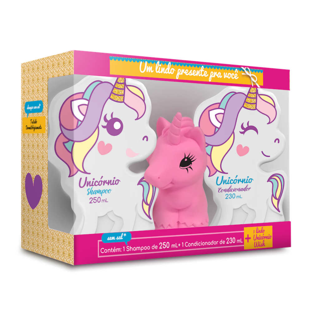 Kit Meu Uni Shampoo 250ml + Condicionador 230ml + 1 Unicórnio Branco Grátis