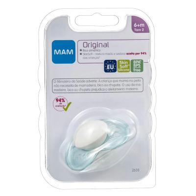 Chupeta MAM Bico de Silicone SkinSoft  +6 Meses  Azul