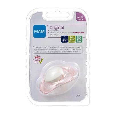 Chupeta Mam Bico de Silicone SkinSoft +6 Meses Rosa