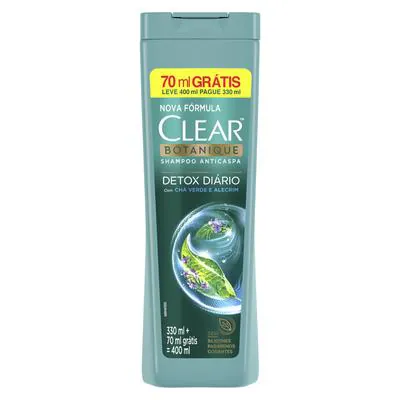 Shampoo Anticaspa Clear Men Detox Diário Leve 400ml Pague 330ml