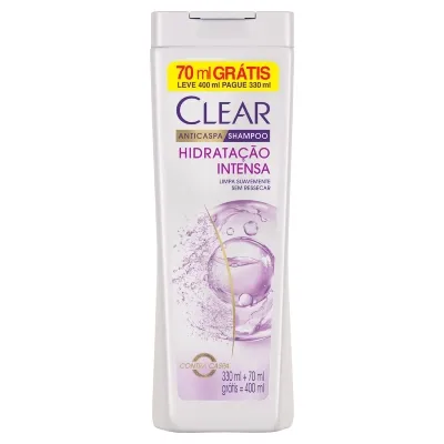 Shampoo Anticaspa Clear Men Hidratação Intensa Leve 400ml Pague 330ml